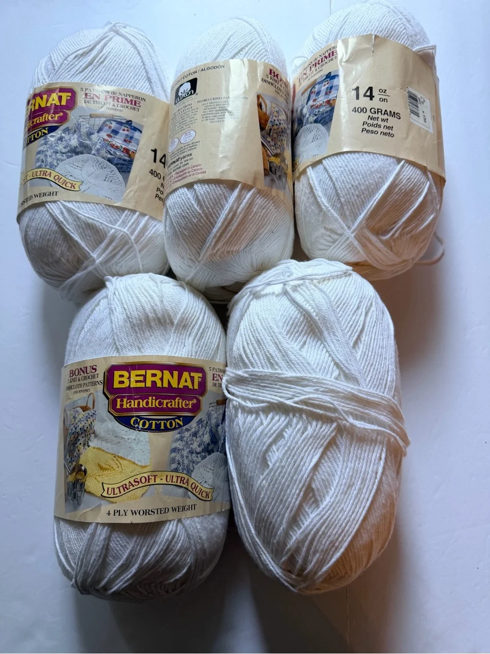 5 Skeins Handicrafter Cotton Yarn - White